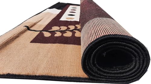 Image of Floral Design Acrylic Polyester Carpet for Living Room 6x8 Feet Color Brown(180x240Cm), Large Rectangle