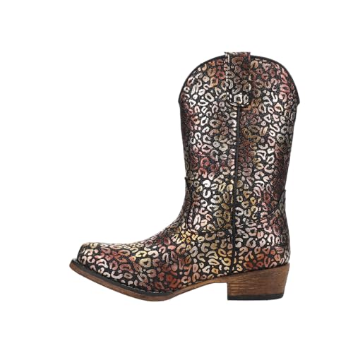 Roper Girls Riley Leopard (Toddler/Little Kid) Western Boot, Black, 23