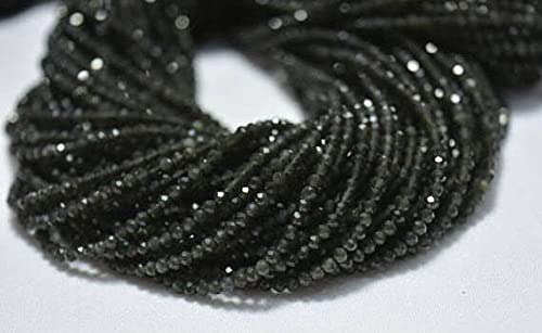 Perles de pierre de lune noire facettées de 2,20 mm de qualité supérieure pour bijoux artisanaux