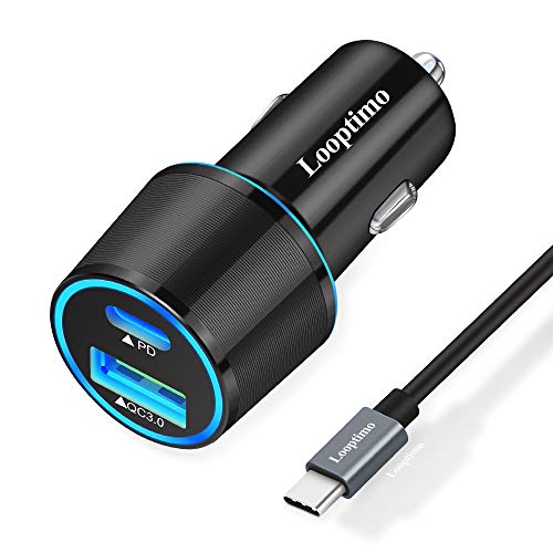 45W Fast USB C Car Charger for Google Pixel 10/10 Pro/10 Pro XL/9/9a/8/7, Galaxy S26+/S25 Ultra, Looptimo Android Phone Plug PD & QC3.0 Cigarette Lighter Adapter with Rapid Charging 3.3ft Type C Cable
