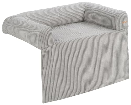 Velinda Hundebett Hundeschlafplatz Hundesofa Hundeliege Schutzmatte für Sofa Sofaschutz (Farbe: grau (Cord))