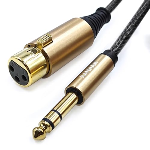 XANHAM XLR Female to 1/4 Inch(6.35mm) Male 3.3 Feet/1 Meter TRS Balanced Cable XLR to Quarter Inch Jack Patch Cord for Speaker and Microphone
