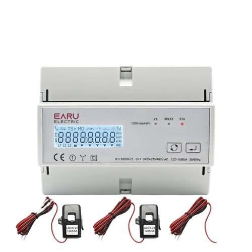 Medidor de energía bidireccional trifásico WiFi con 3 transformadores CT de 200A 2