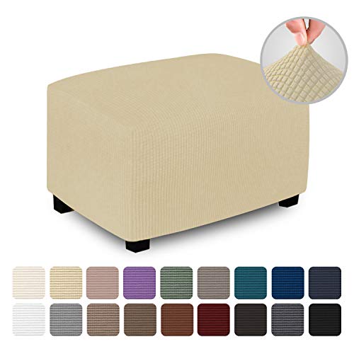 Easy-Going Stretch Ottoman Cover Folding Storage Stool Furniture Protector Soft Rectangle slipcover