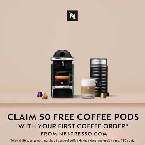 Nespresso Pixie Coffee Pod Machine by Krups, Compact Espresso Maker for Original Pods, 19-Bar High Pressure, Fast Heat-Up, Energy Saving, Auto Shut-Off, Recyclable Pods in Dark Green