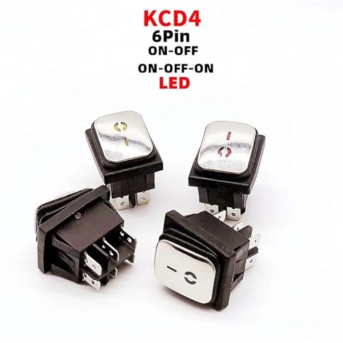 Interrupteur à bascule KCD4 étanche IP67 rouge bouton de commande 3 positions ON-OFF-ON AC 250V - 2