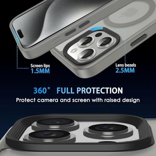 Image of Elzzi Magnetic Guard Designed for iPhone 16 Pro Max Case Translucent Matte Hard PC + TPU Back Cover [Compatible with MagSafe] Anti-Scratch Shockproof Phone Case (6.9 Inch, Natural Titanium)