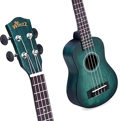 Winzz 21-Inch Soprano Ukulele Beginner Kit with Accessories - Blue-Green - Image 3