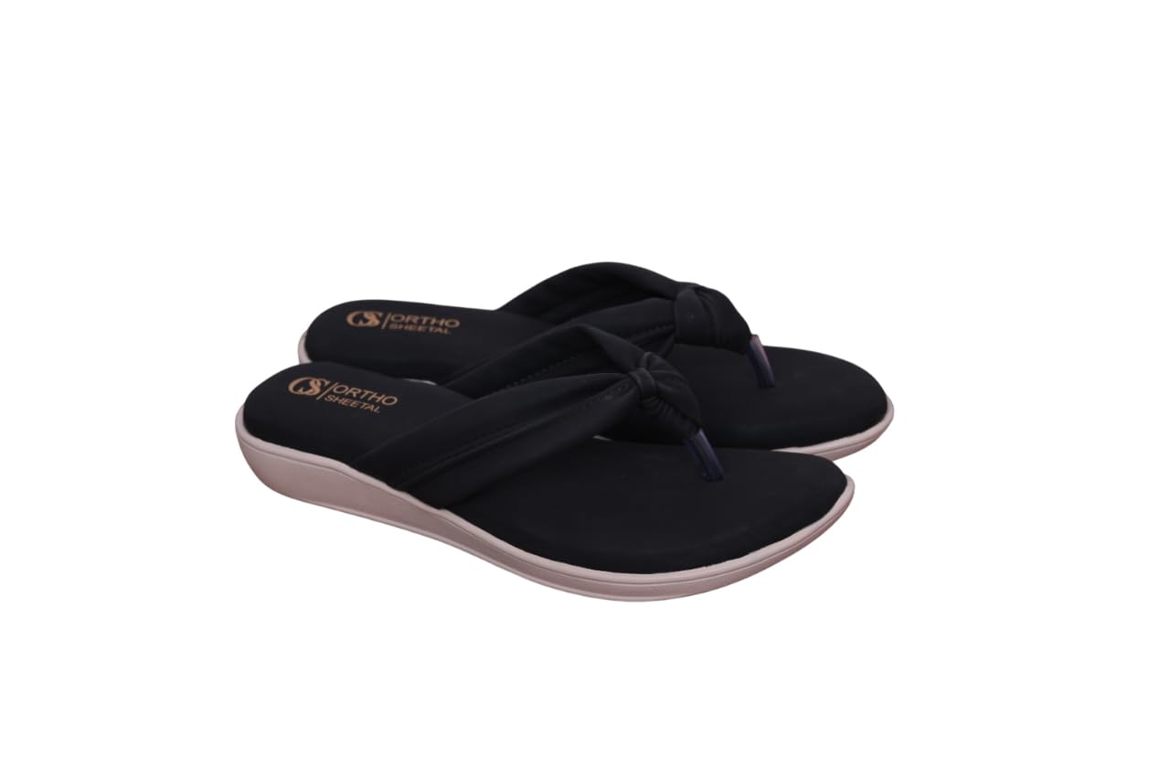 ortho sheetal Women's Flip Flops, Beige, Bow Detail, Thong Style, Cushioned Footbed, Casual Sandals-picture-20