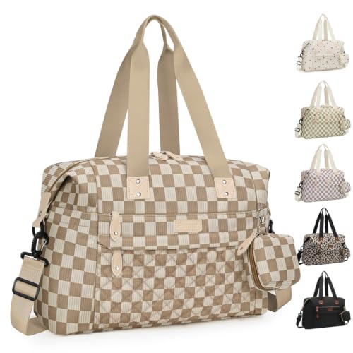 Image of Pritent Diaper Bag Tote - Diaper Baby Bags with Pacifier Case, Shoulder Straps, Stroller Clips, Waterproof Large Mommy Maternity Travel Baby Bag for Mom and Dad, plaid