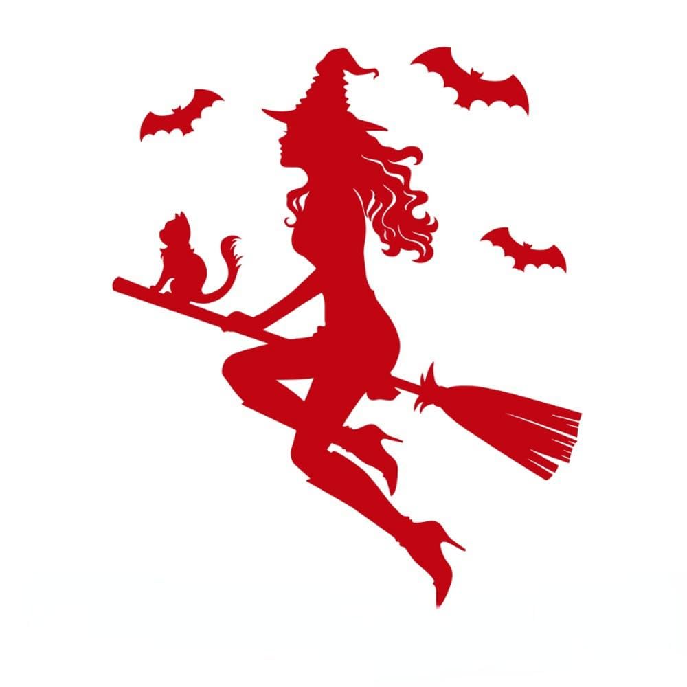 Creative Stickers Witch for Car Products Stylish Personality PVC Waterproof Decals(Red,25CM)