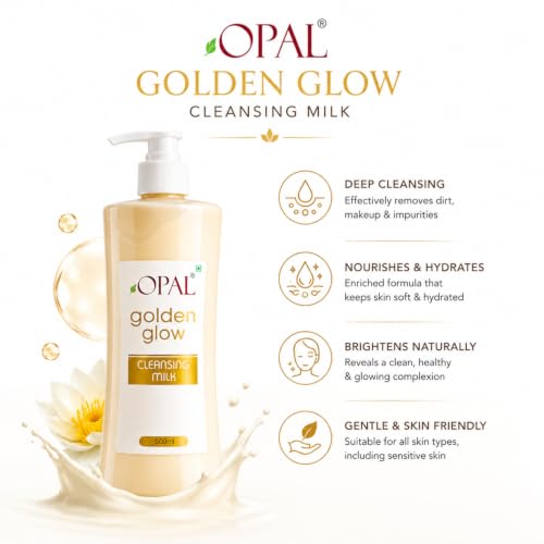 Image of OPAL Golden Glow Cleansing Milk | Deep Pore & Gentle Cleansing | Enriched with Natural Extracts | Nourishing & Hydrating | Suitable for Face, Body, and Hands (500 ML)