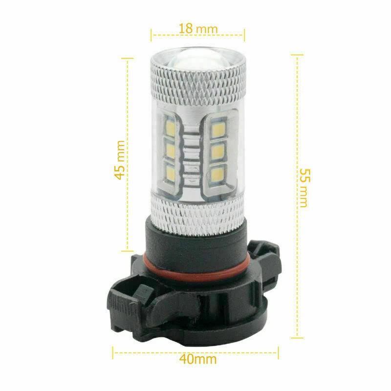 Coppia di lampadine fendinebbia LED 12V 80W H16 PS19W 5202 super luminose 6500K Canbus senza errori, luci diurne, luce bianca