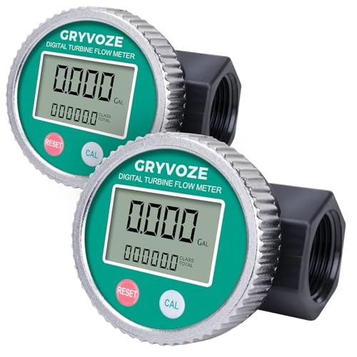 GRYVOZE 2PCS 1 Inch PP Digital Turbine Meter