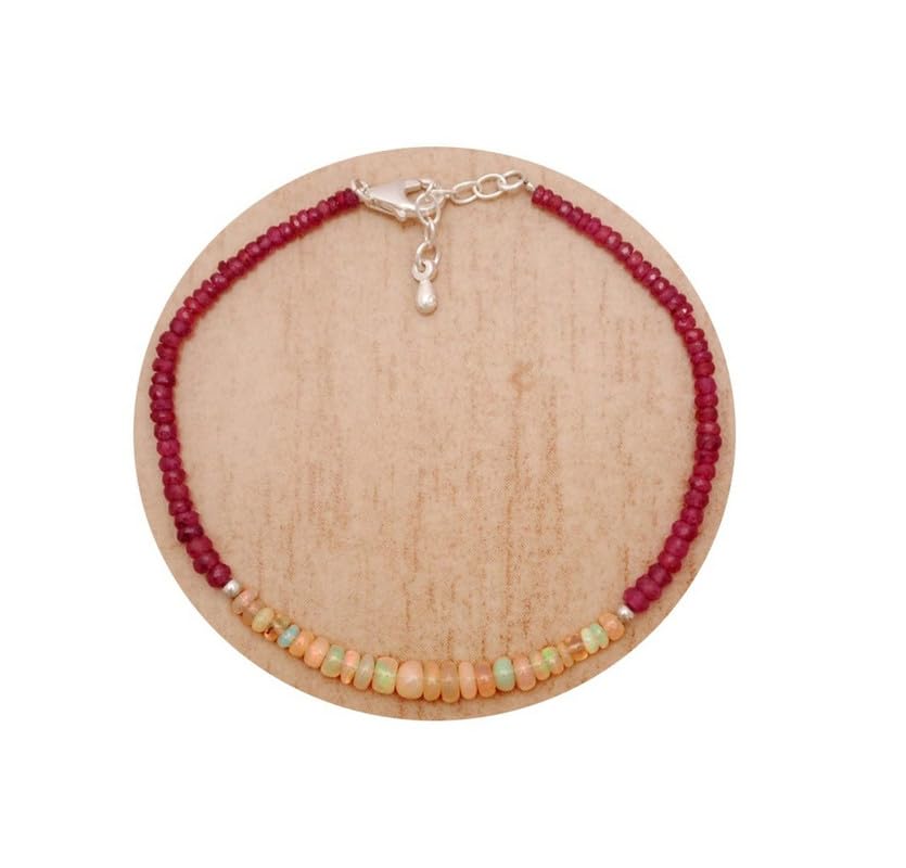 Bracelet en rubis facetté et opale véritable de qualité joaillerie