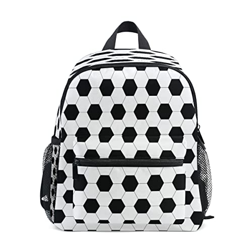Sac à dos football enfants noir et blanc imperméable pour l'école maternelle et le sport