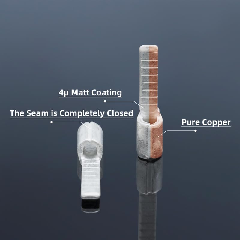 POWTAXBJGD Non Insulated Blade Terminal Electrical Wire End Naked Needle Crimp Connector Pure Copper Cold Press Terminal Use for AWG22-6(50Pcs DBNB5.5,16mm Length)