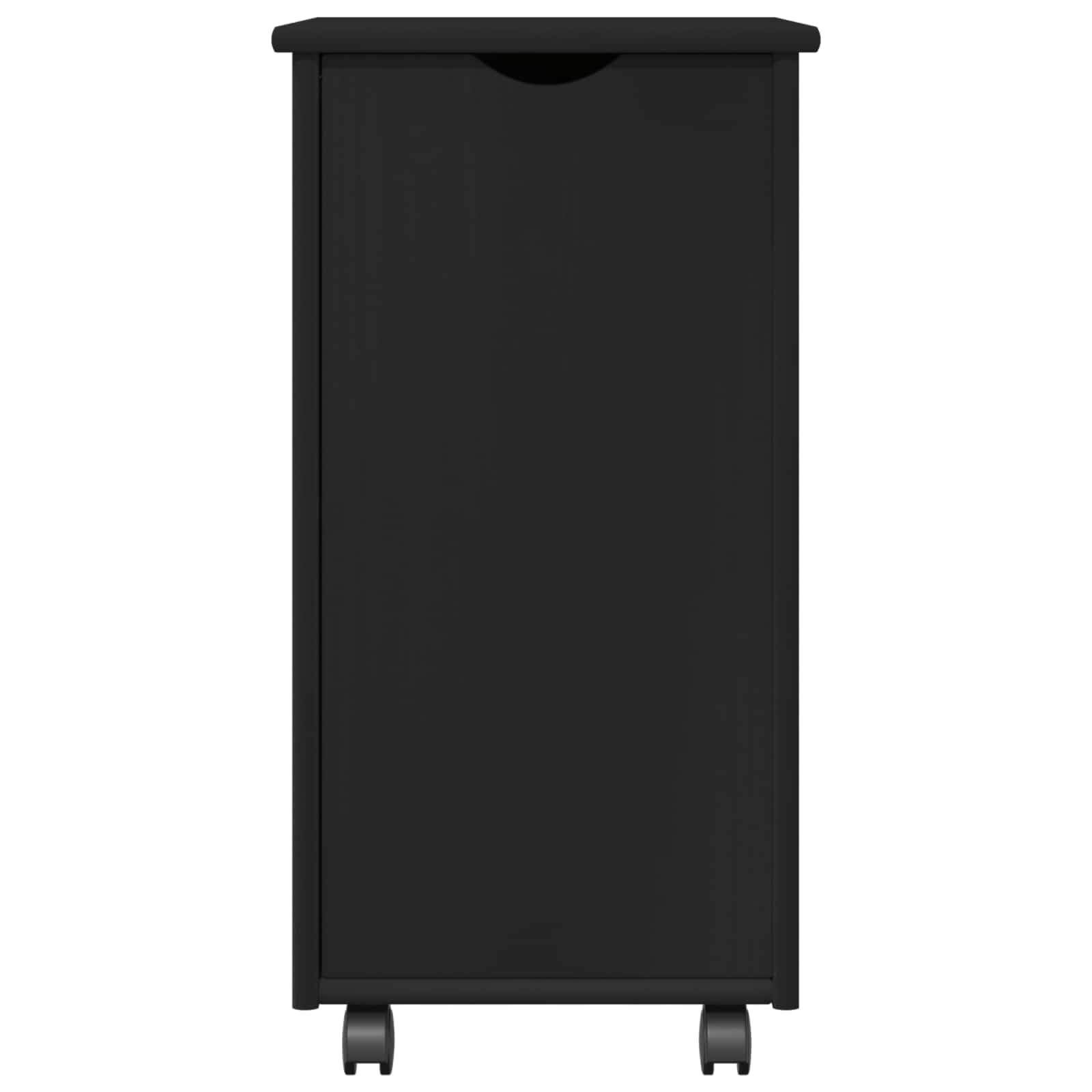 Armadio con ruote, nero, 34 x 39 x 65,5 cm, in legno massello di pino, cassettiera con ripiano, per ufficio, soggiorno, camera da letto, corridoio, officina, organizer