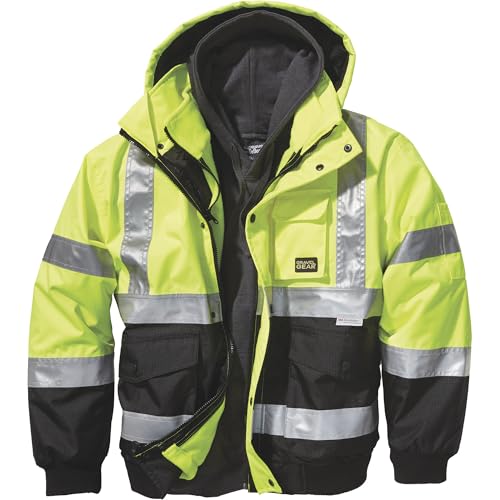Northern Tool+Equipment Gravel Gear HV Men's Class 3 High Visibility 3-in-1 Bomber Jacket, Lime, Medium