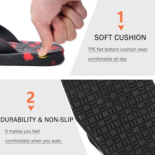 Image of KuaiLu Mens Flip Flops Arch Support Comfortable Summer Beach Thong Sandals Yoga Foam Cushion Slip on Slippers