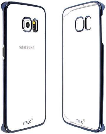 Impsl Galaxy S6 Edge Case, Italk [Slim Fit] Metal Clear [Shining Edge] For Galaxy S6 Edge [Crystal Clear] Clear-Blue