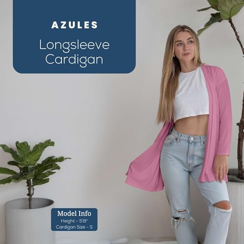 Image of Azules Long Sleeve Womens Cardigan, Flowy Longer Rayon Sweater Lightweight Cardigan for Casual or Dressy Outfits