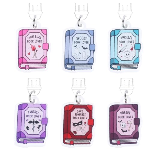 TAKEALOOKO Bookish Dust Plug Charm - 6Pack Fantasy Book Lover Design Type C Dustplug Accessories for Kindle, Cute Aesthetic E-Reader&Phone Charging Port Cover, Gift for Women Men Booklovers