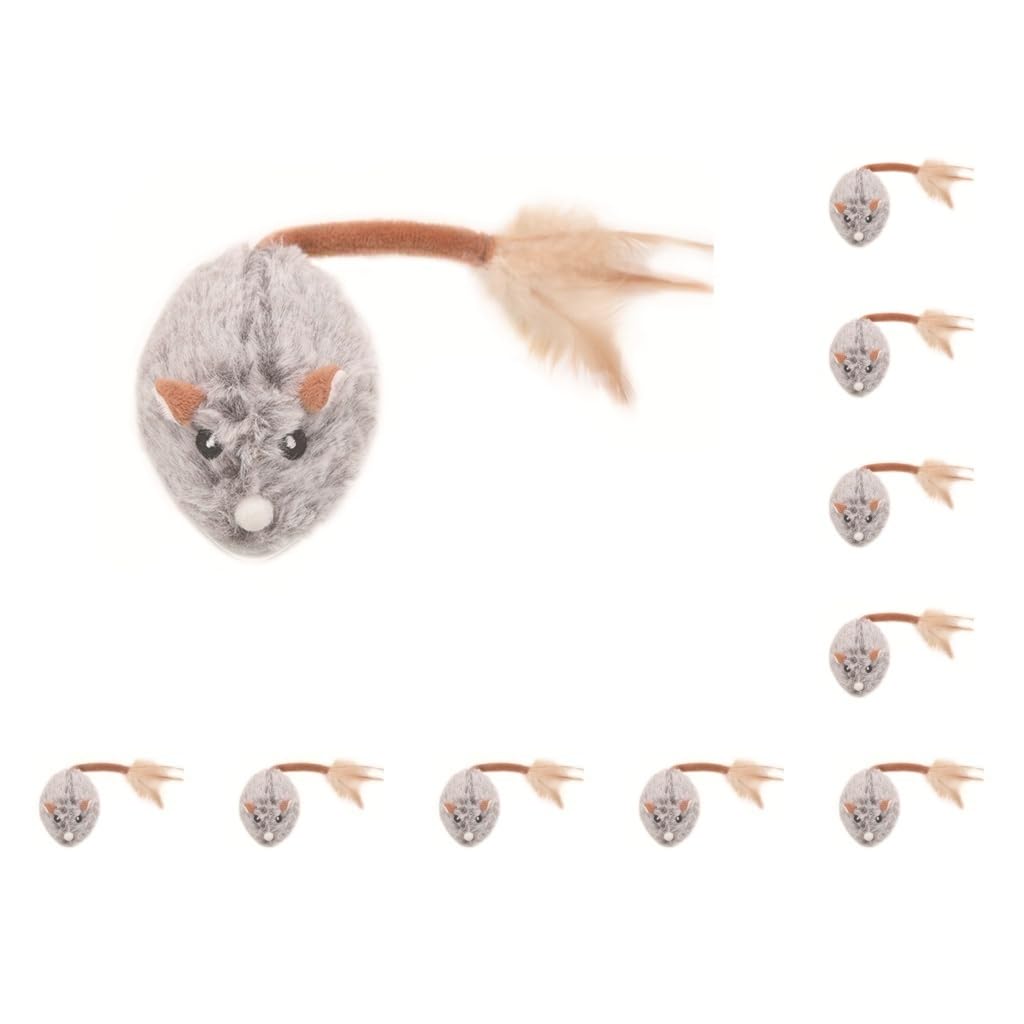 Juego de 10 ratones eléctricos interactivos para gatos, fáciles y duraderos, resistentes y duraderos, juguetes automáticos para gatos, juguetes eléctricos para gatos, color gris