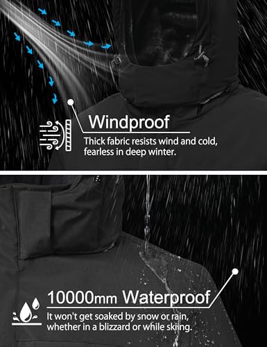 Image of Mens Winter Snow Jacket Waterproof Ski Jackets Snowboard Rain Warm Coat Insulated Hood Fleece Lined