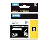 Rhino Permanent Poly Industrial Label Tape Cassette, 3/4in x 18ft, White, Sold as 1 Each, 6PACK , Total 6 Each