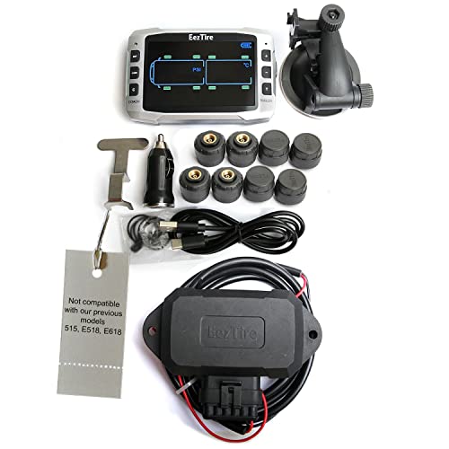 EEZTire-TPMS Pro (518C) Tire Pressure and Temperature Monitoring System. 3.5" Color Display + 8 at Sensors + Booster. Not Compatible with Our Previous Models T515, E518, E618 Systems.