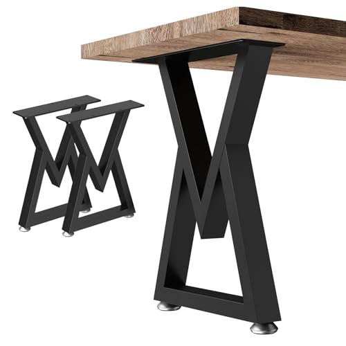 OUTBROS 2 Pieds de Table en métal Noir, Structure de Table pour l'extérieur Pieds de Meubles DIY Jusqu'à 300 kg pour Table Basse, L30 x H41.5 cm, V Forme