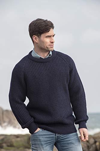 Aran Crafts Men's Fisherman Irish Rib Crew Neck Wool Sweater (100% Pure Wool)2