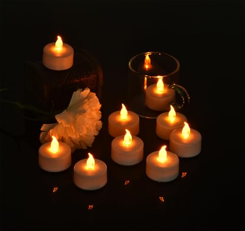 Image of Tea Light Candles with Remote Control,24pack Flickering Flameless LED Candle,Long Lasting 400+Hours,Battery Operated with Timer for Home Decoration Seasonal &Festival Celebration WarmYellow