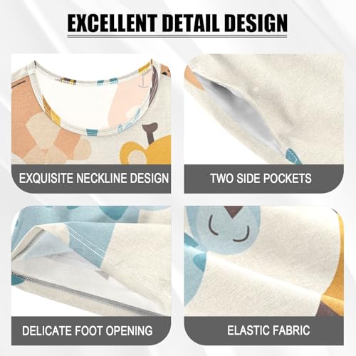Summer Pajama Set Clever Animals, Short Sleeve Sleepwear Nightwear4