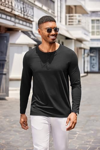 COOFANDY Men's Henley Shirts Long Sleeve Casual Pullover T-Shirt Fashion Basic Button Shirtst2