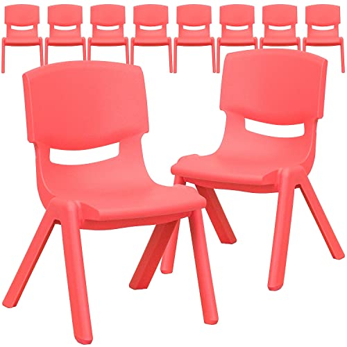 Image of Flash Furniture 10.5 in Plastic Stackable School Chair, Red, 10-Pack