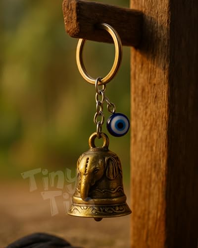 Image of Tiny Tim Guardian Bell with Evil Eye Charm - Protective Motorcycle & Car Accessory - Tibetan-Inspired Design - Wards Off Negative Energy - Ideal Gift for Bikers & Travelers