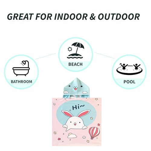 Image of NovForth Kids Beach Towel for Boys Girls, Hooded Bath Towel Wrap, Toddler Pool Towel with Hood