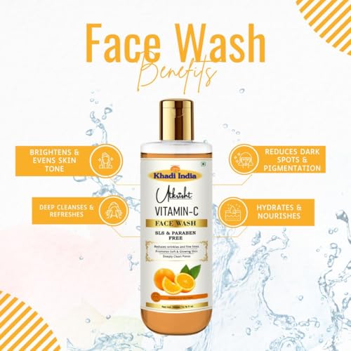 Image of Khadi Vitamin C Face Wash 200ml | For Glowing & Brightening Skin | Herbal & Natural | Deep Cleansing & Pore Purifying | SLS & Paraben Free | for All Skin Types | Face Wash For Women & Men