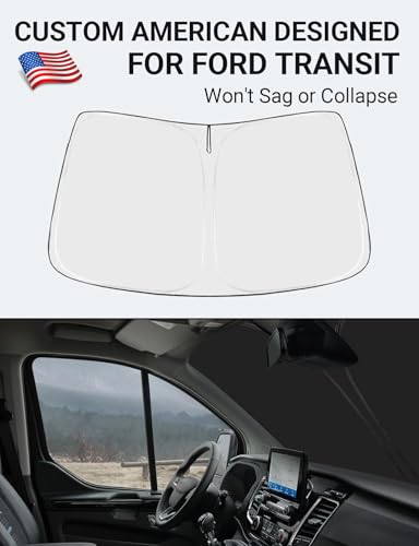 Image of Proadsy Windshield Sun Shade for 2015-2025 2026 Ford Transit 4-Layer Foldable Front Sunshade Protector Sun Visor Blocks UV Rays Keep Car Cooler