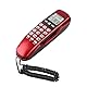 Multifunktionales Wandtelefon mit LCD Display, Kabelgebundenes Festnetztelefon für Zuhause und Büro, Telefon ID für Anrufererkennung (Rot)