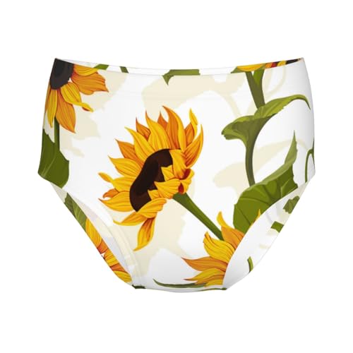 Sunflower Floral Girls' Underwear Soft Cotton Little Girls Panties Comfort Briefs