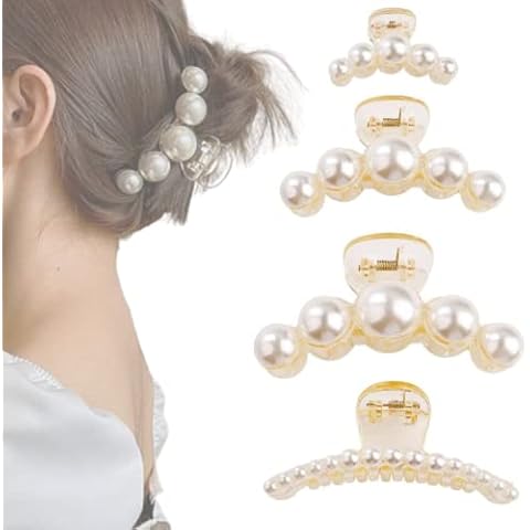 4 Pcs Pearl Hair Claws Pearl Hair Claw Clips Cover