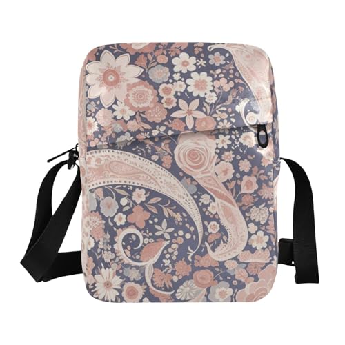 Boho Pink and White Vintage Paisley Cashews messenger bag for women Shoulder Bag For Woman Shoulder Handbag Adjustable Strap for Travel School