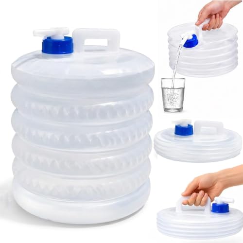 Contenedor de Agua Plegable con Grifo EEZCP, Capacidad 5 litros, Balde Plegable para Camping, Senderismo y Picnic