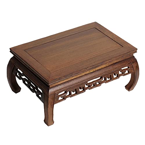 QIANWAN Petite Table d'autel Méditation Table à la Main sculpté sanctuaire Décor de Table Rectangle Sorccraft Table d'autel Petite Table en Bois Basse Table for méditation Puja, 32*20*11.5cm