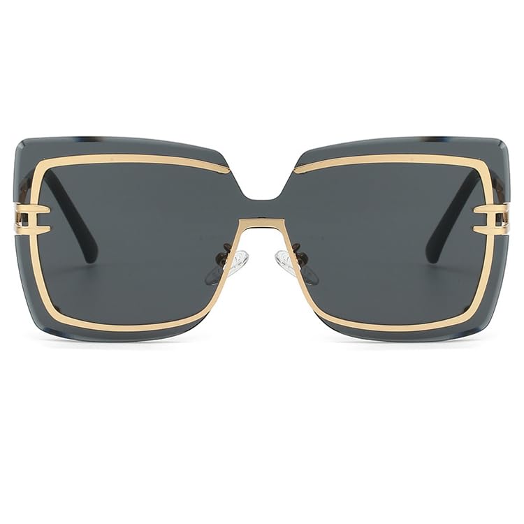 bullabulling Fashion Oversized Rimless Sunglasses For Women Square Trendy Cateye One-Piece Sun Glasses Gradient Shades