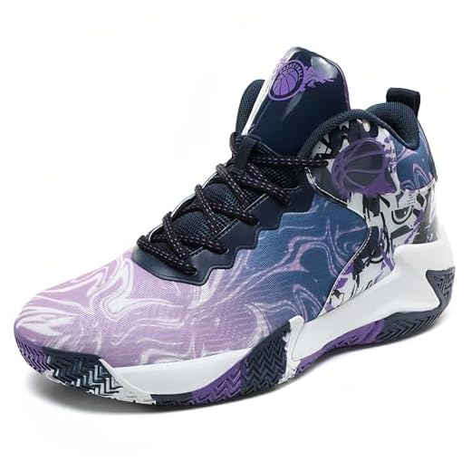 MAIZUN Mens Basketball Shoes Fashion Non-Slip Lightweight Breathable Outdoor Sneakers Cushioning Workout Shoes for Running Walking Sports Training Purple