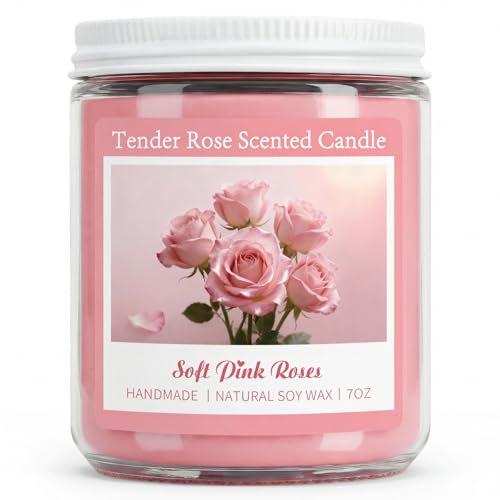 Homsolver Rose Scented Soy Candle – 50+ Hour Burn Gift for Women